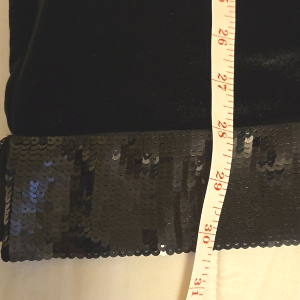 Chico's Travelers Black Velvet Top 3 (XL) Sequin Bands - Picture 11 of 13